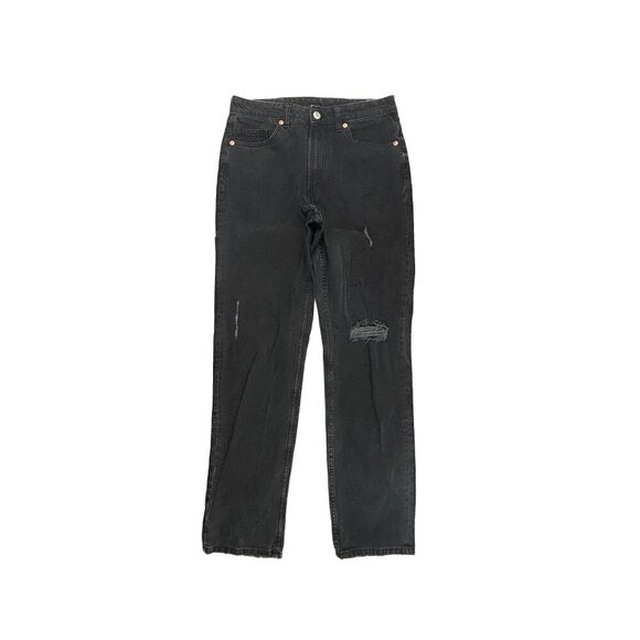 H&M &Denim Vintage Straight High Waist Distressed Women's size 6 Black Jeans - Picture 1 of 4